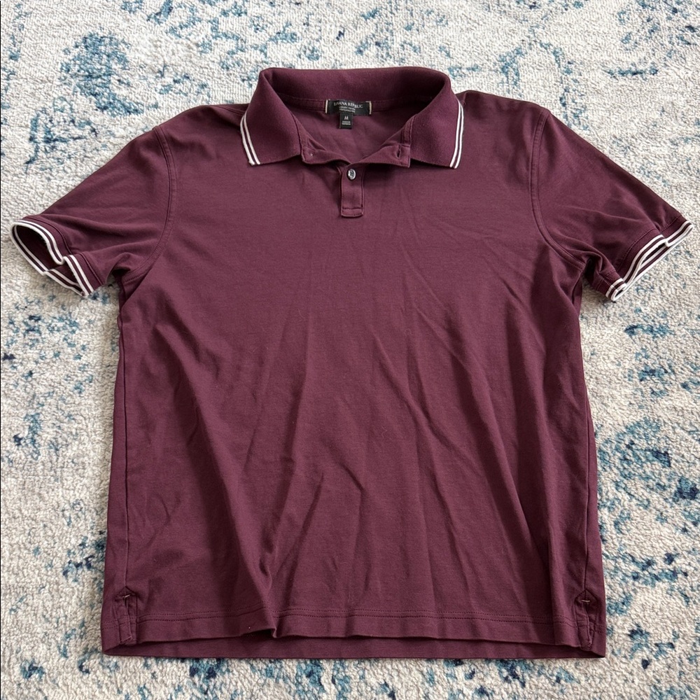 Banana Republic Men's Polo in Burgundy with White Trim
